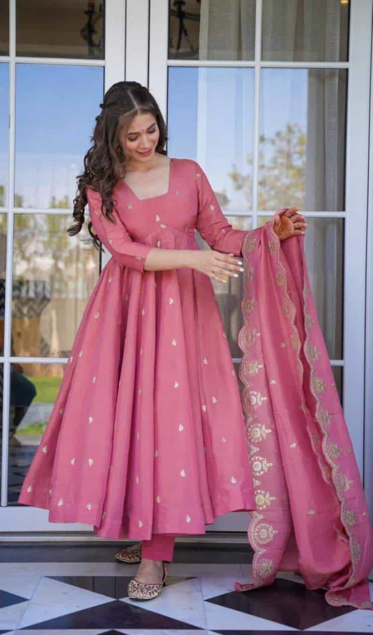 embroidered anarkali with dupatta