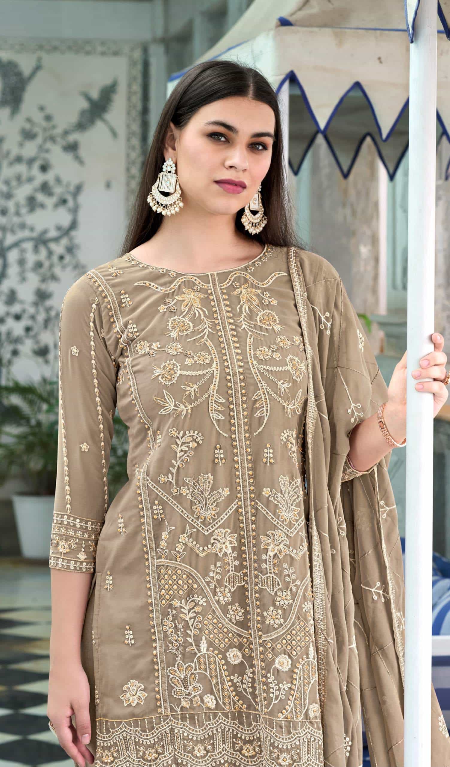 georgette kurti with embroidery