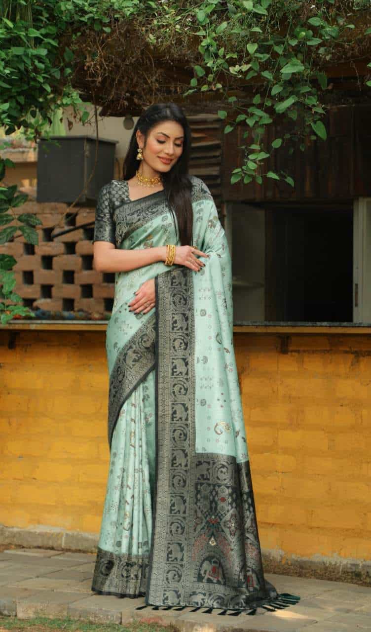 Cyan Color Saree