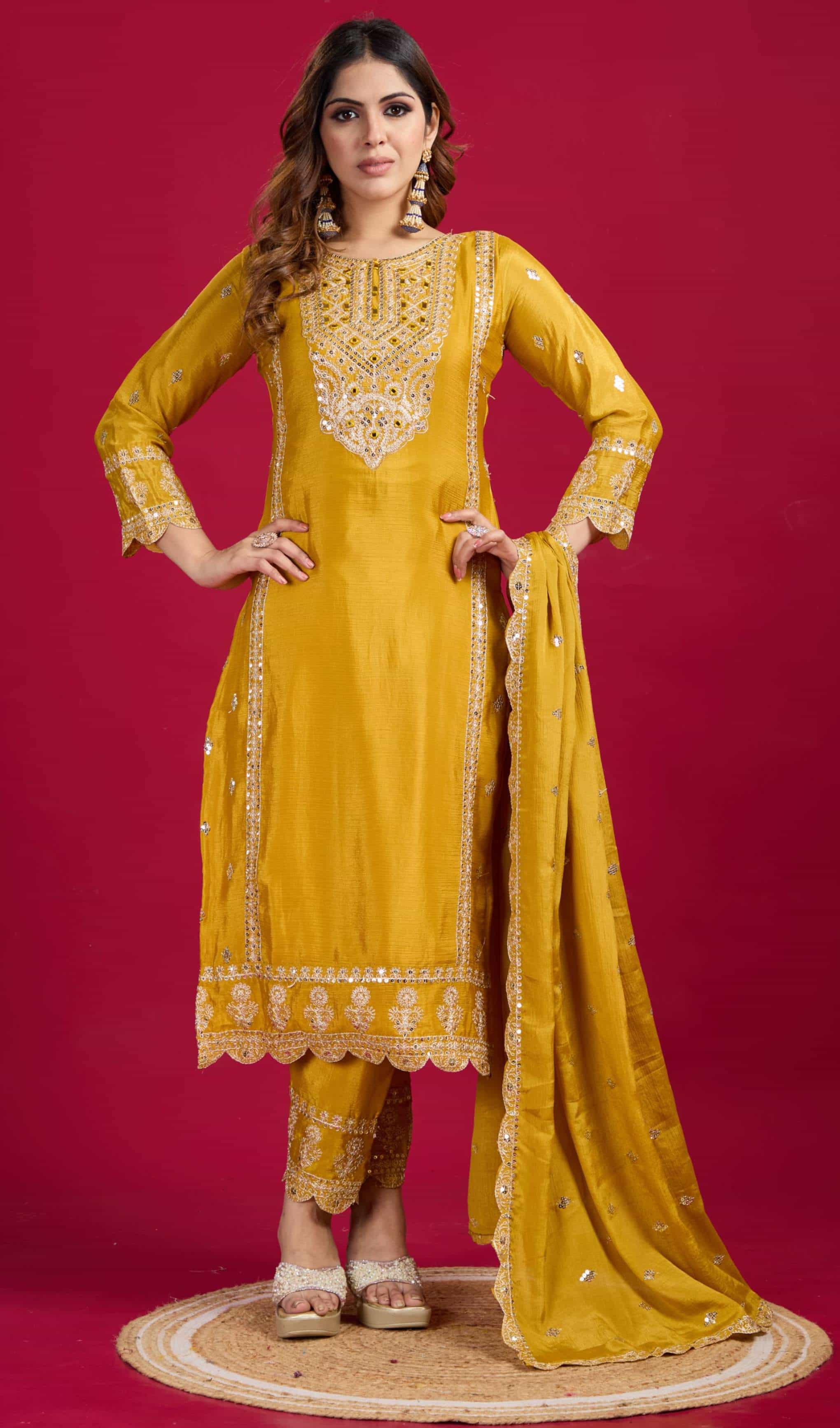 real mirror embroidery suit