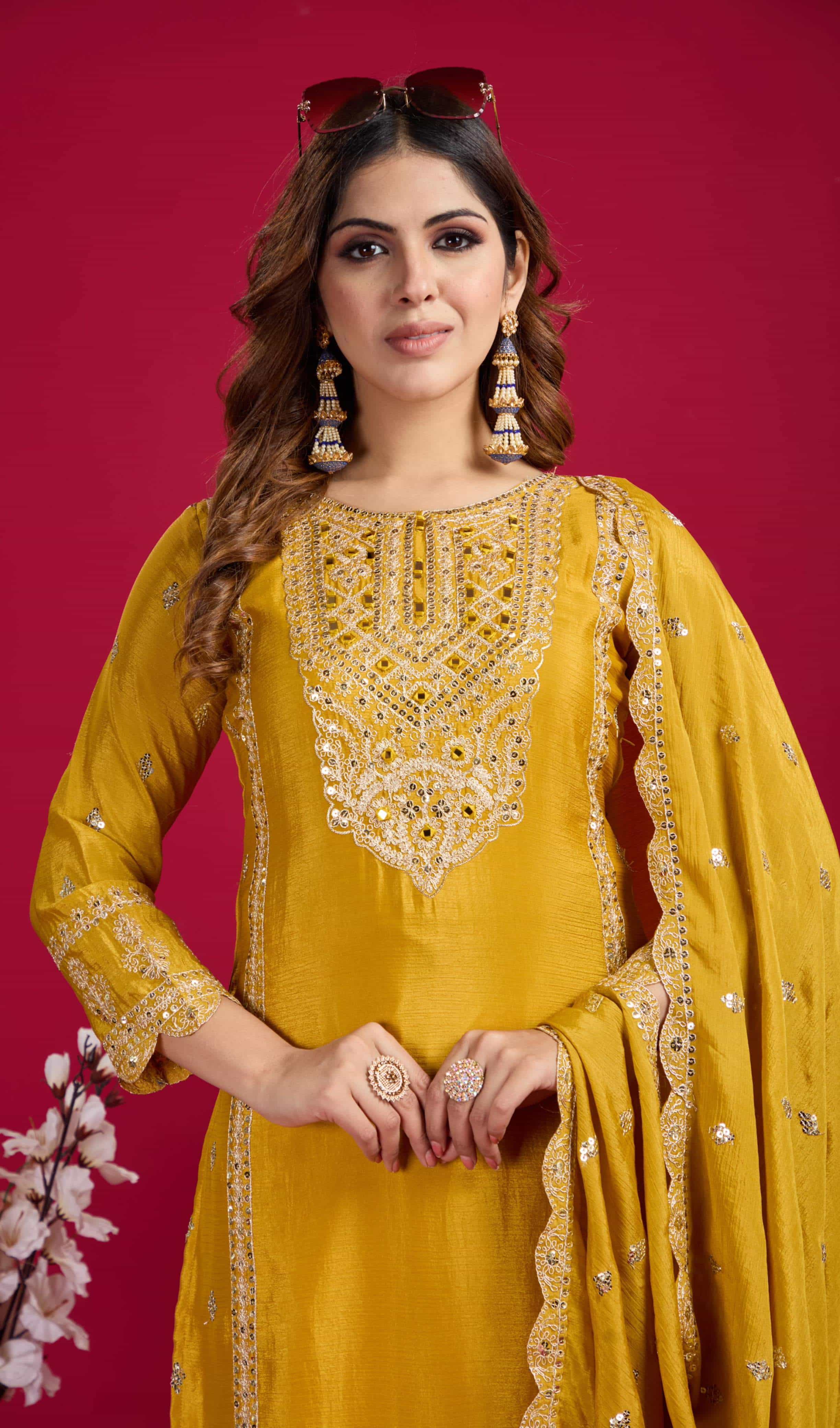 mirror work kurta set