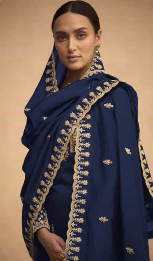embroidered palazzo suit