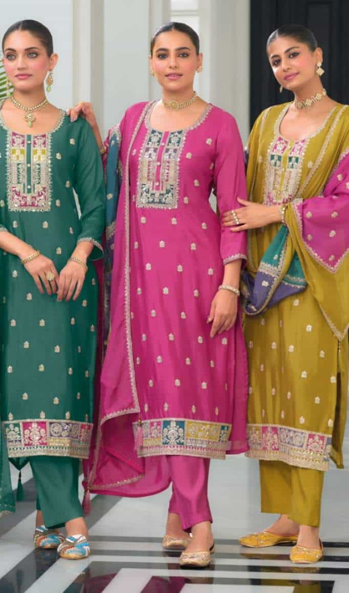 chinon silk suit set