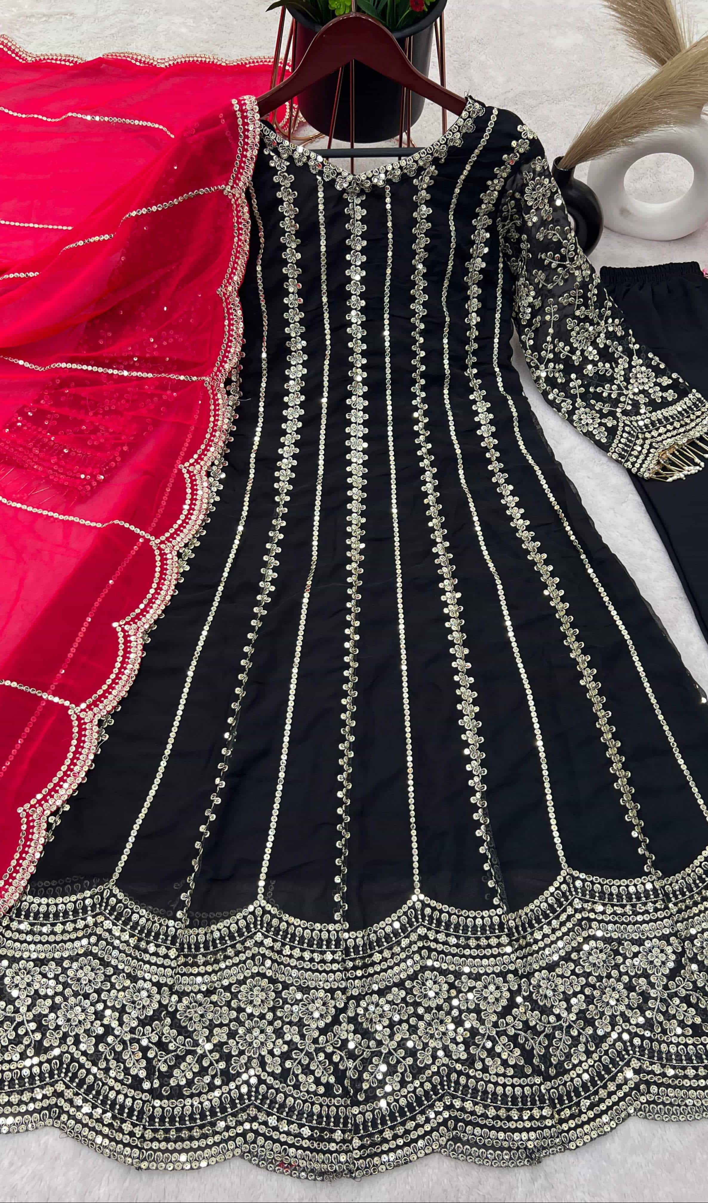 georgette gown with dupatta