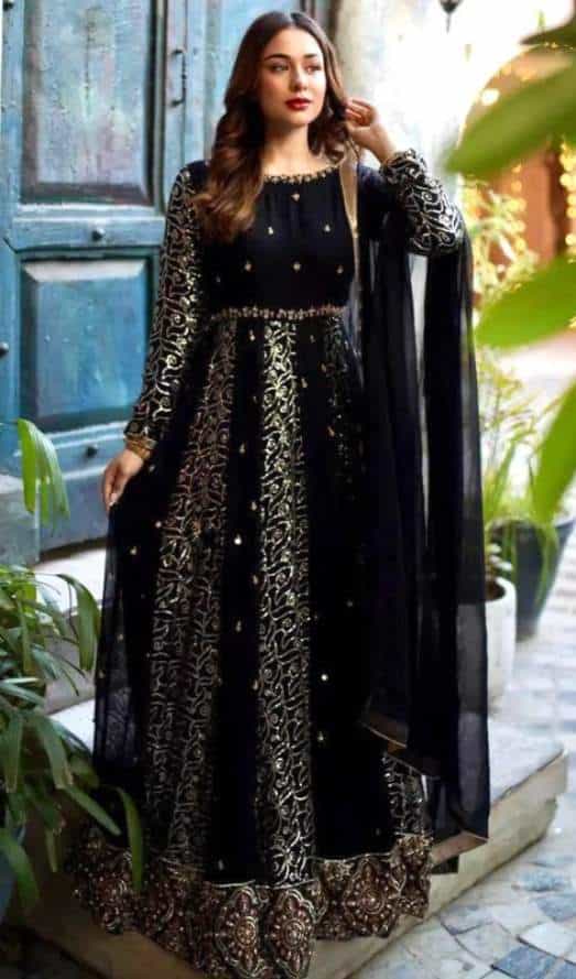 black georgette gown