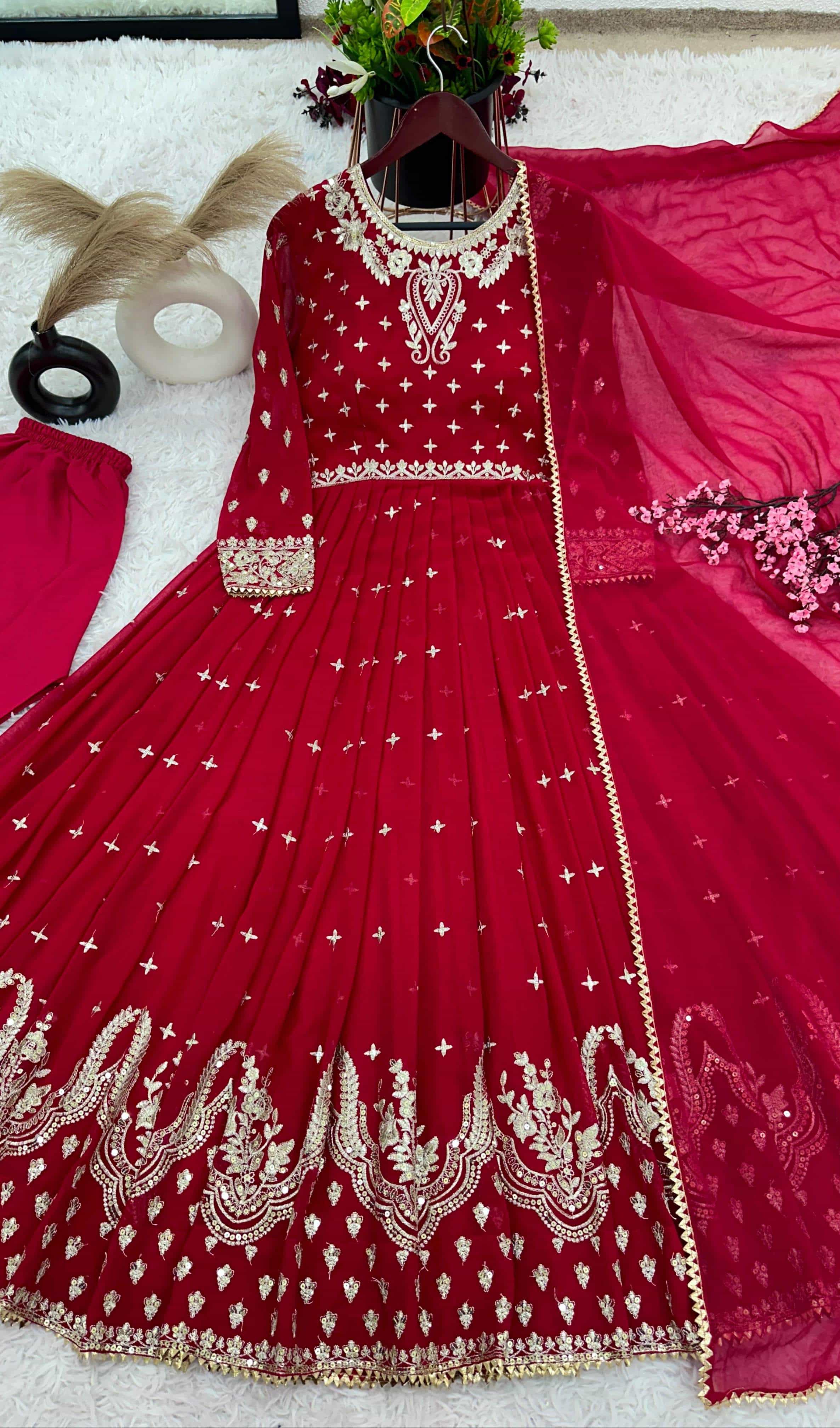 embroidered gown set