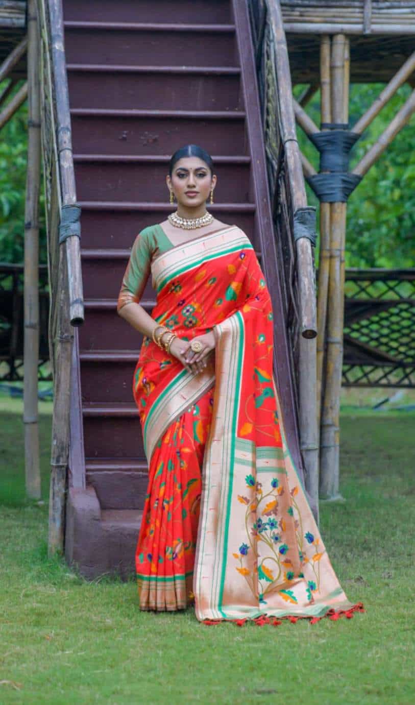 Orange Banarasi Saree