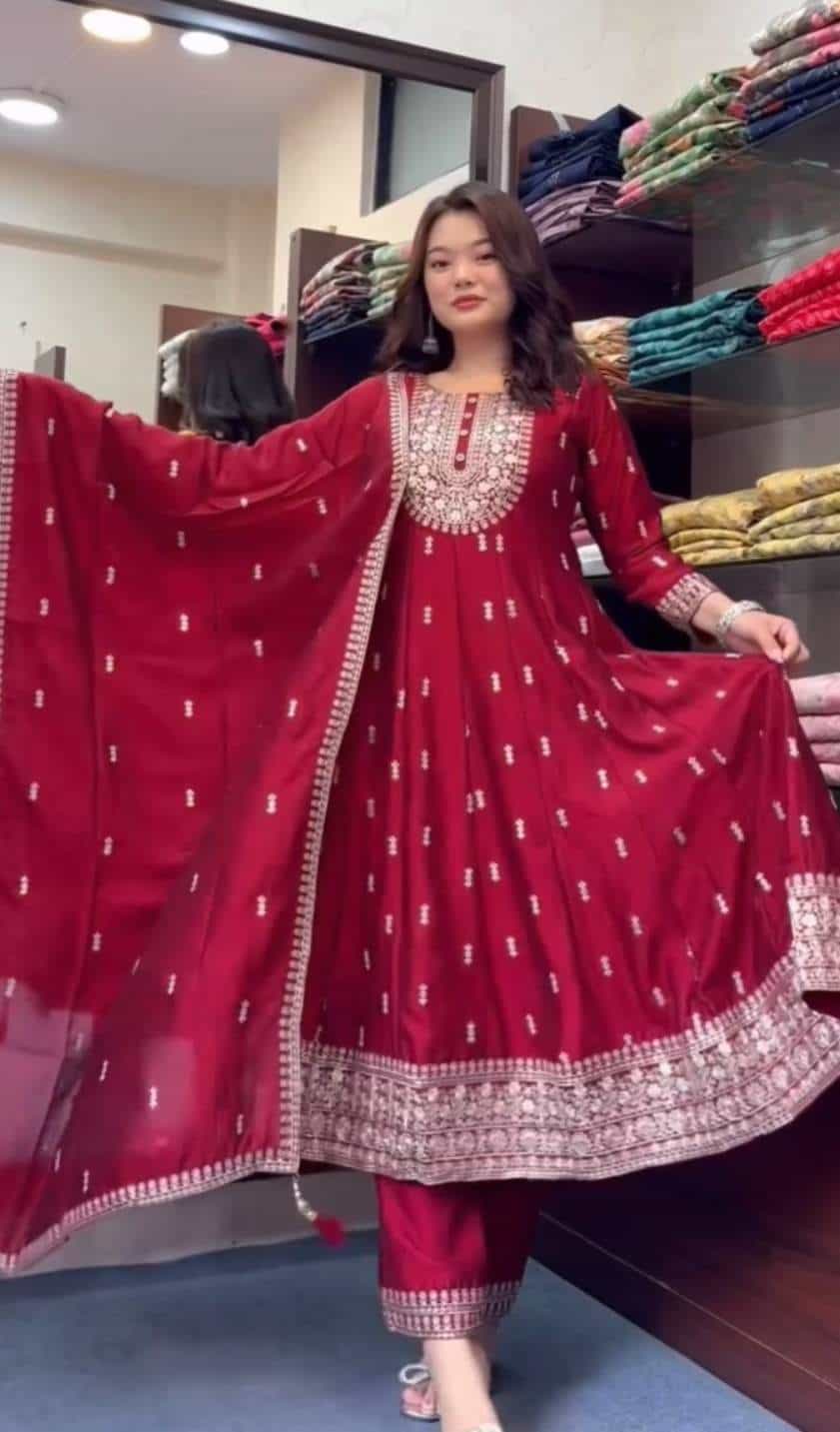 embroidered gown set
