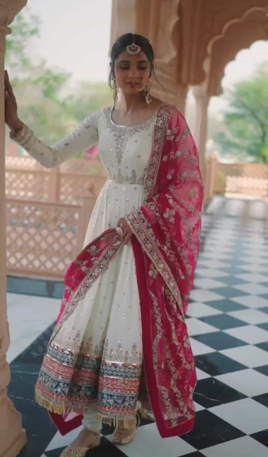 embroidered gown