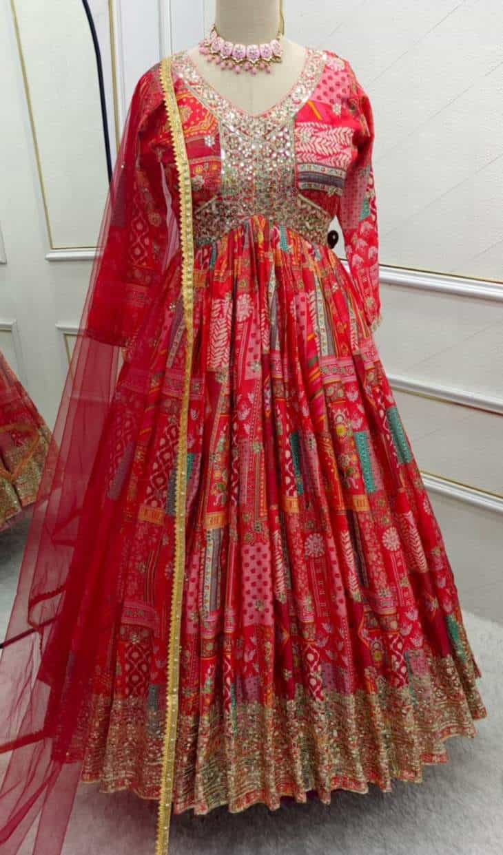 embroidered gown