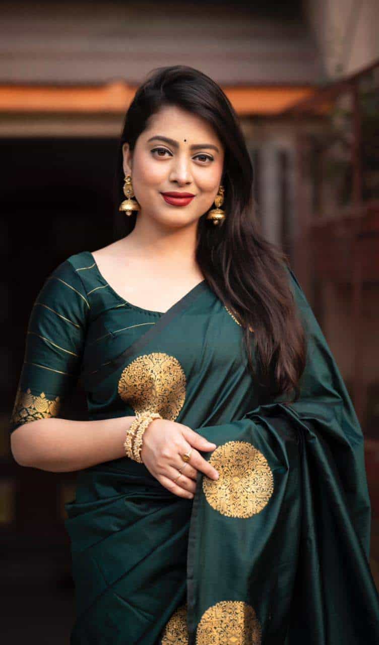 Bottle Green Saree