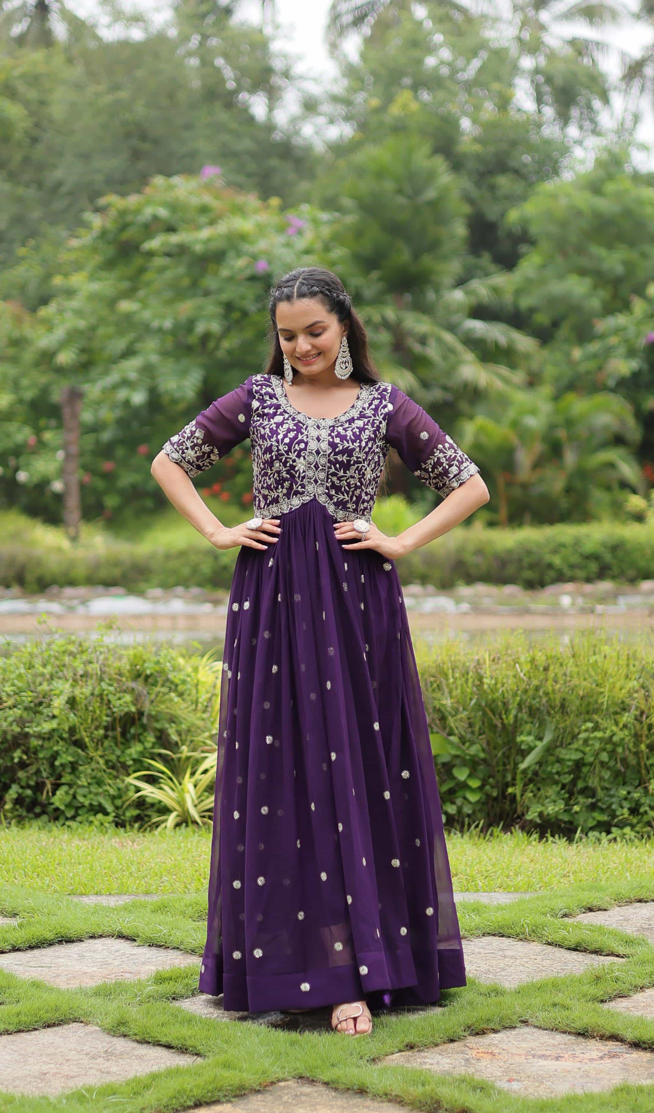 sequin embroidered gown