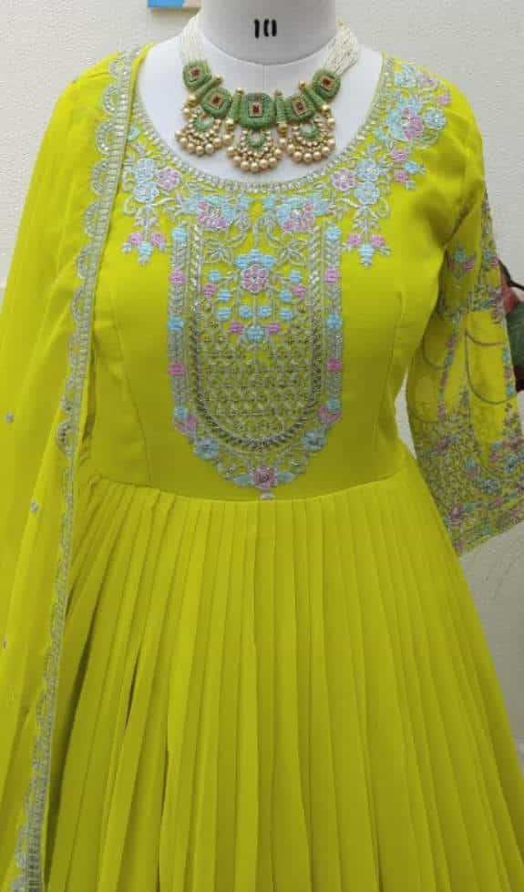 embroidered gown