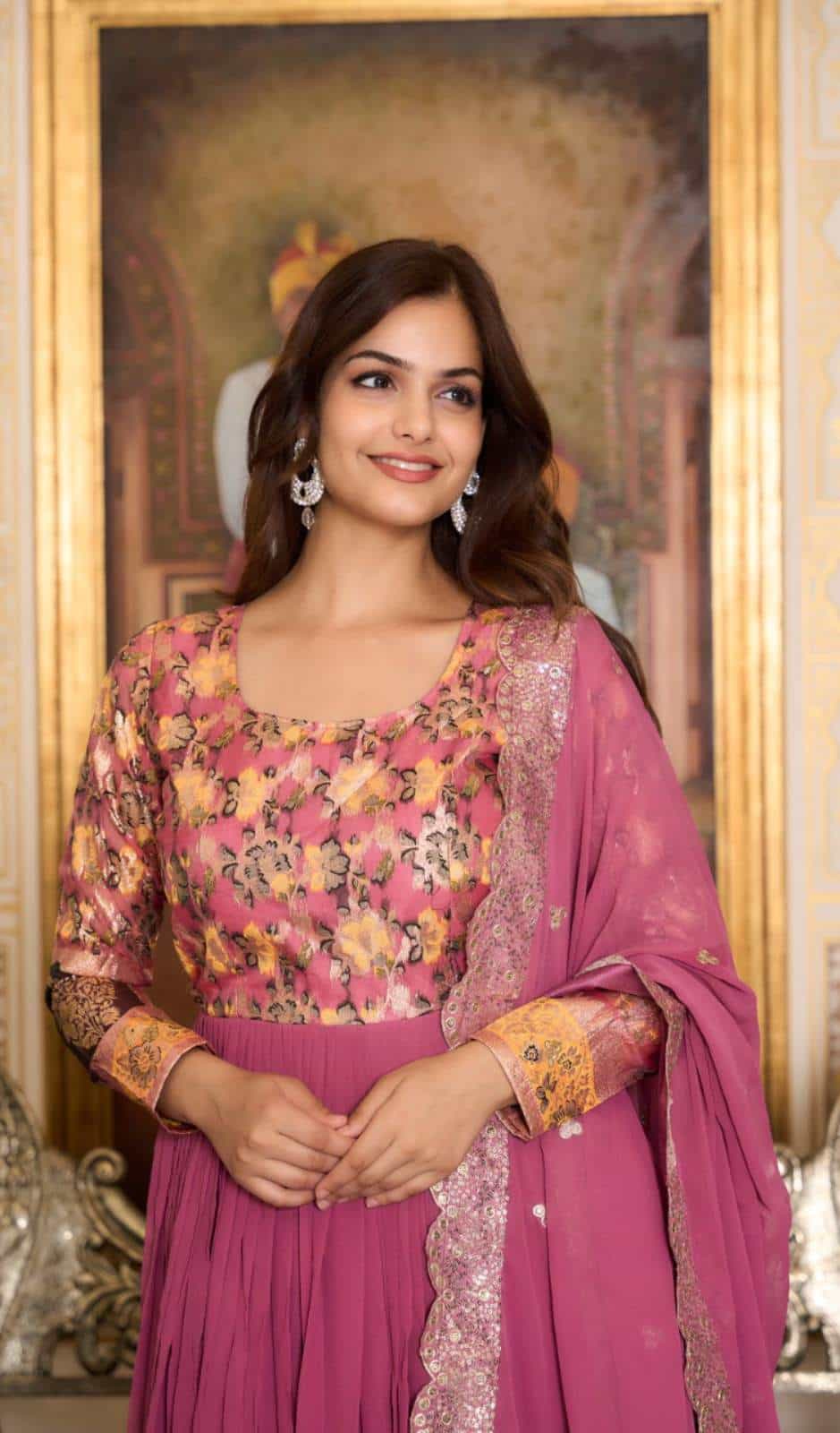 embroidered gown