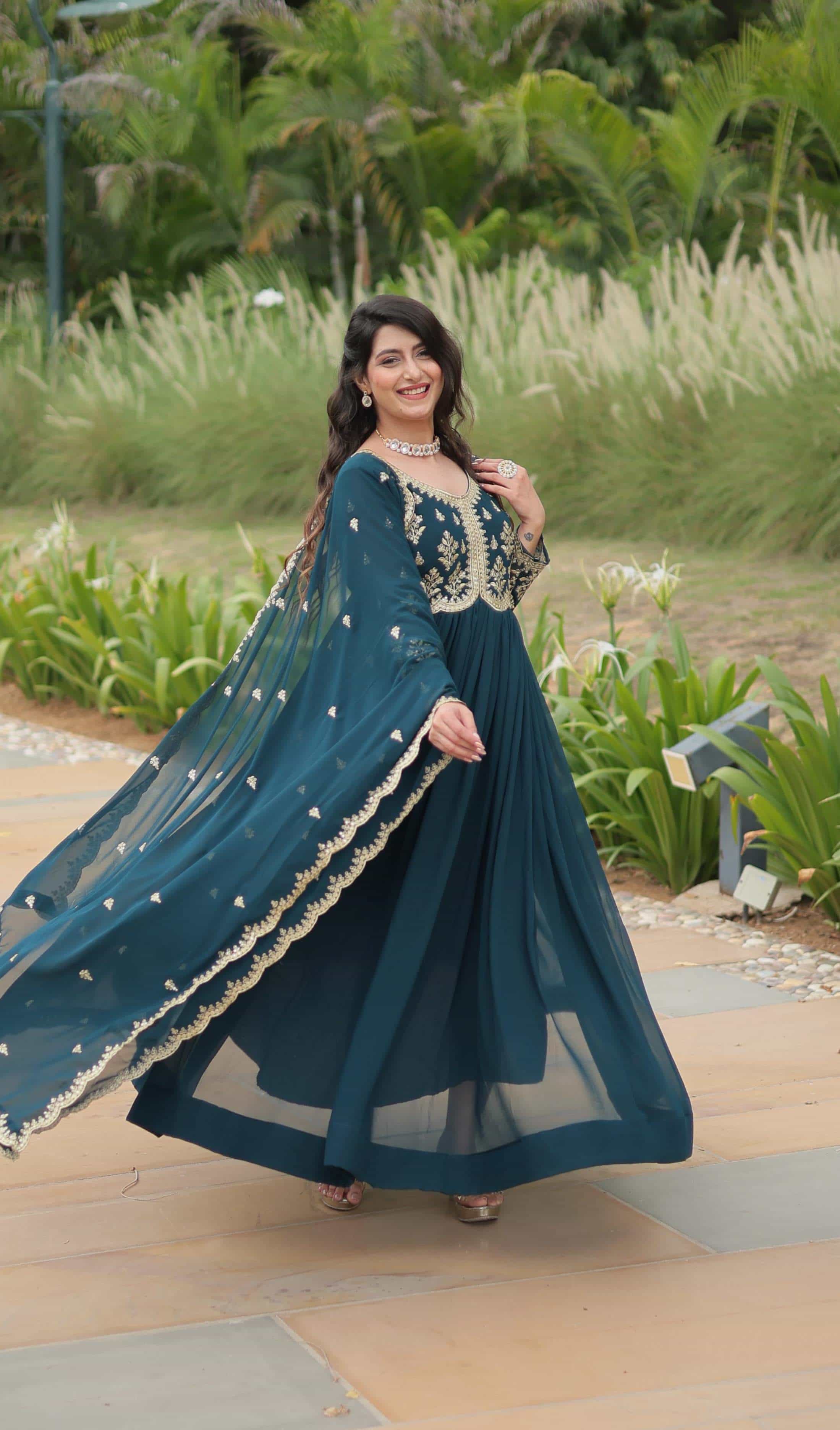 embroidered gown for women