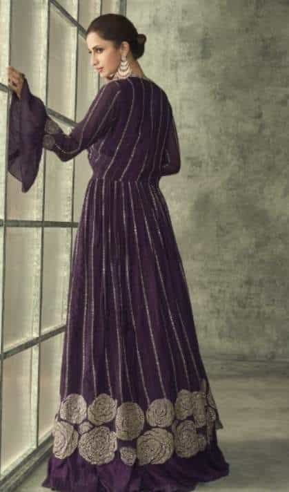 embroidered georgette gown