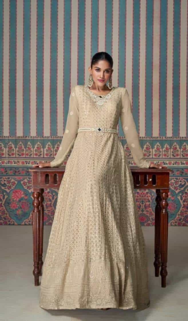 embroidered gown set