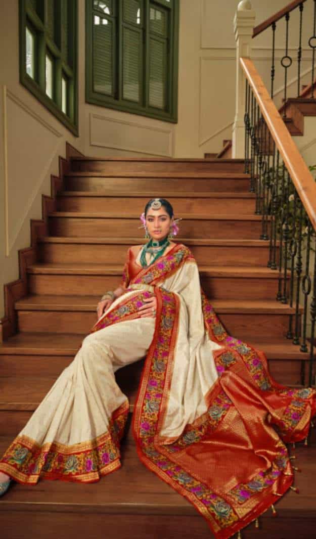 saree with brocade blouse