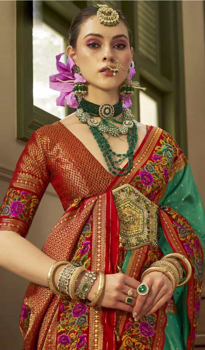 saree with brocade blouse