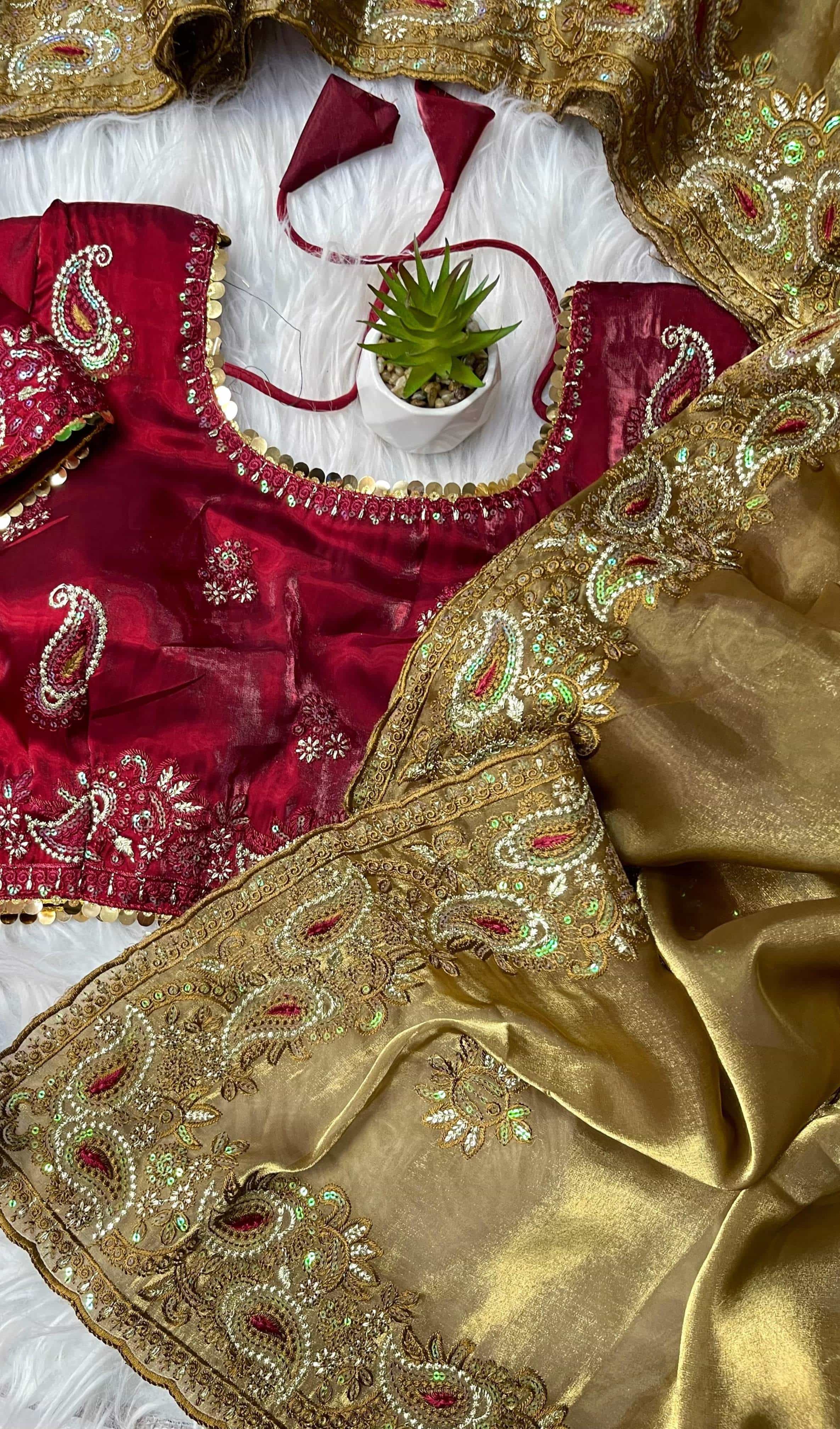 Olive Green Saree