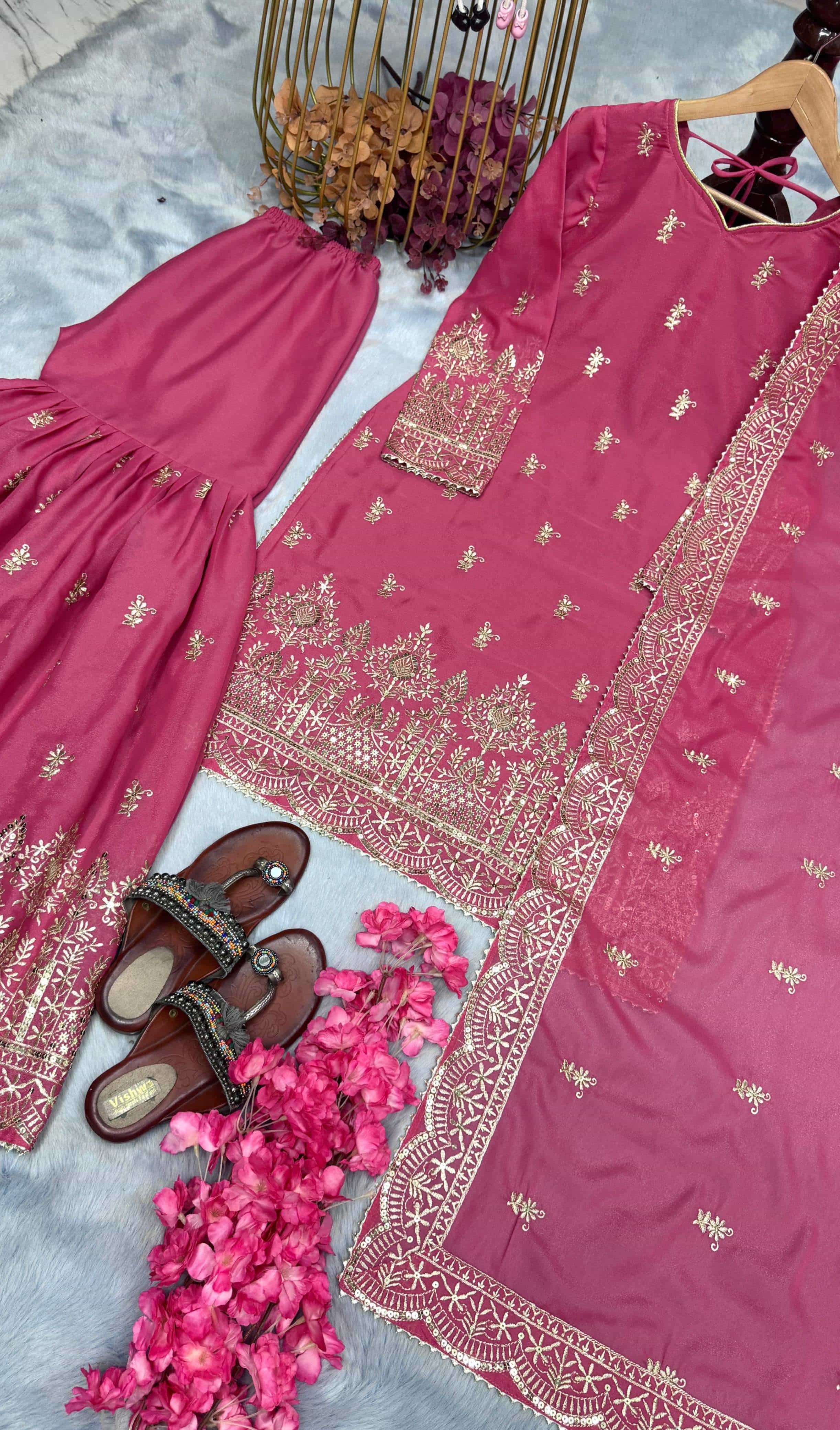embroidered sharara set