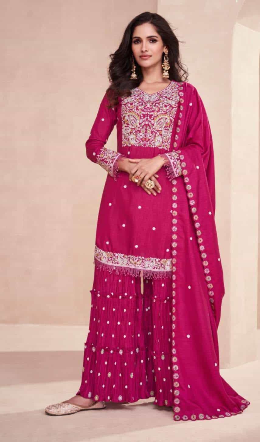 dola silk plazzo suit