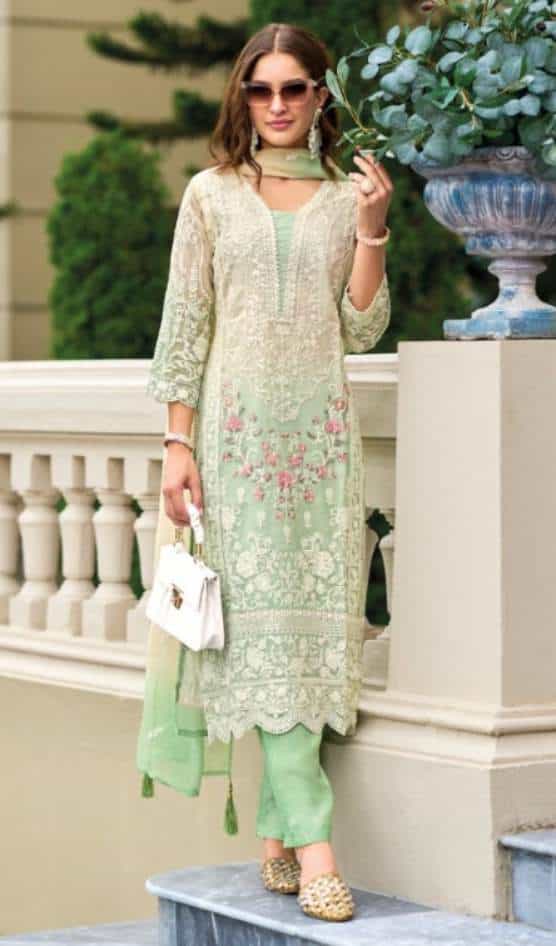 embroidered organza suit