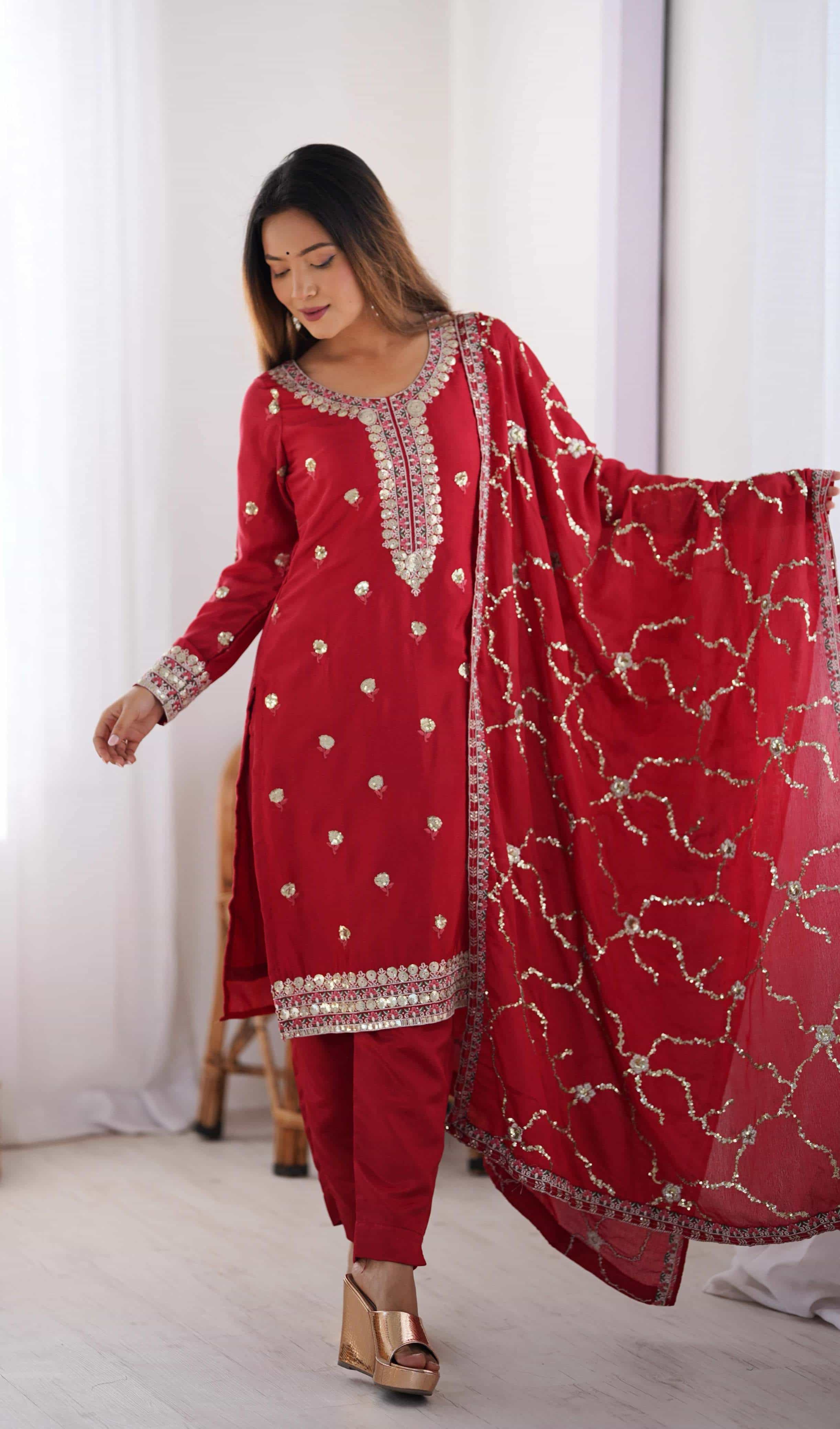 designer chinon silk kurti