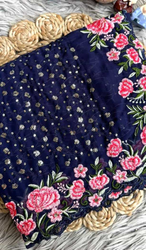 sequin work saree