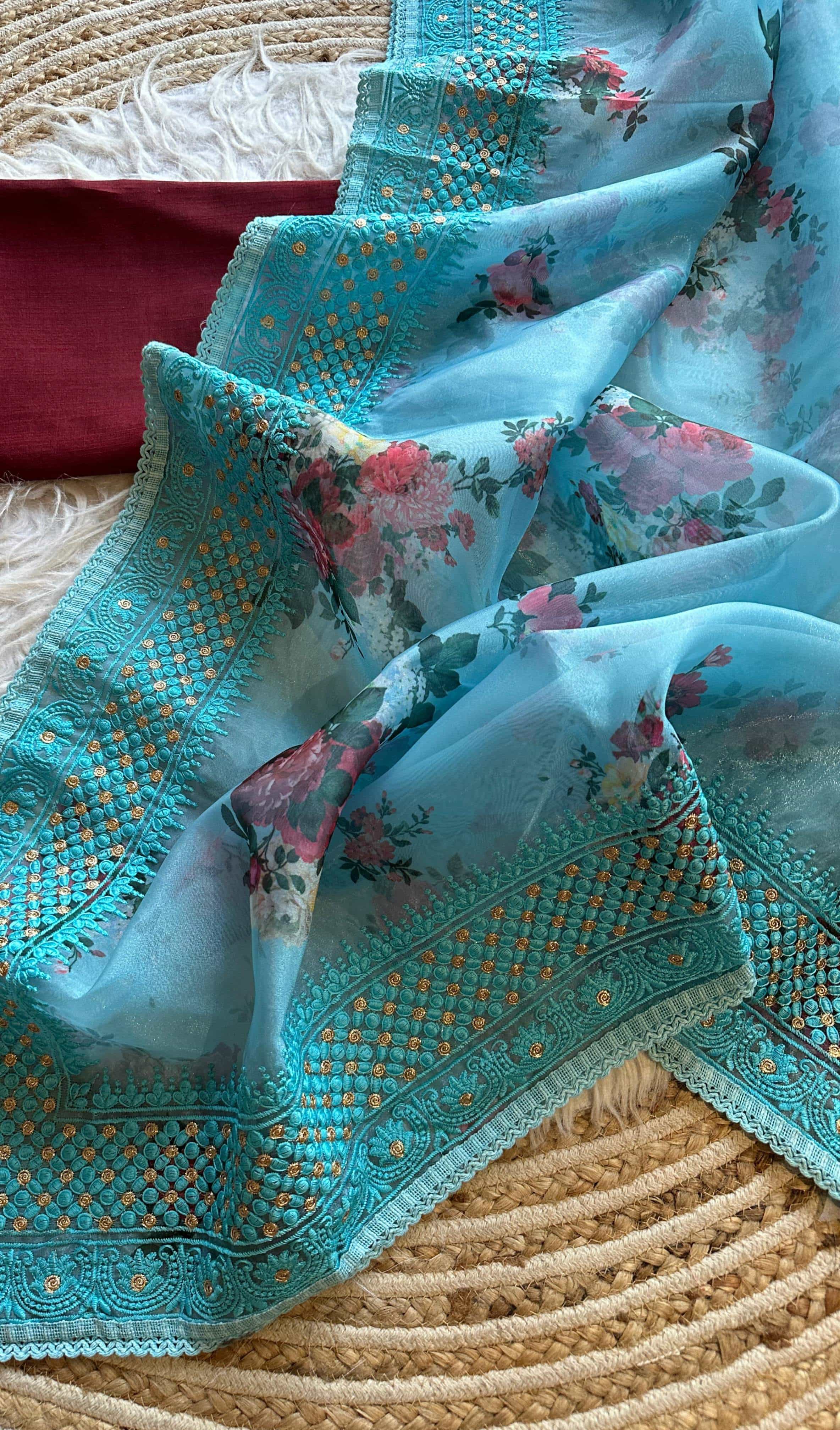 soft organza silk saree
