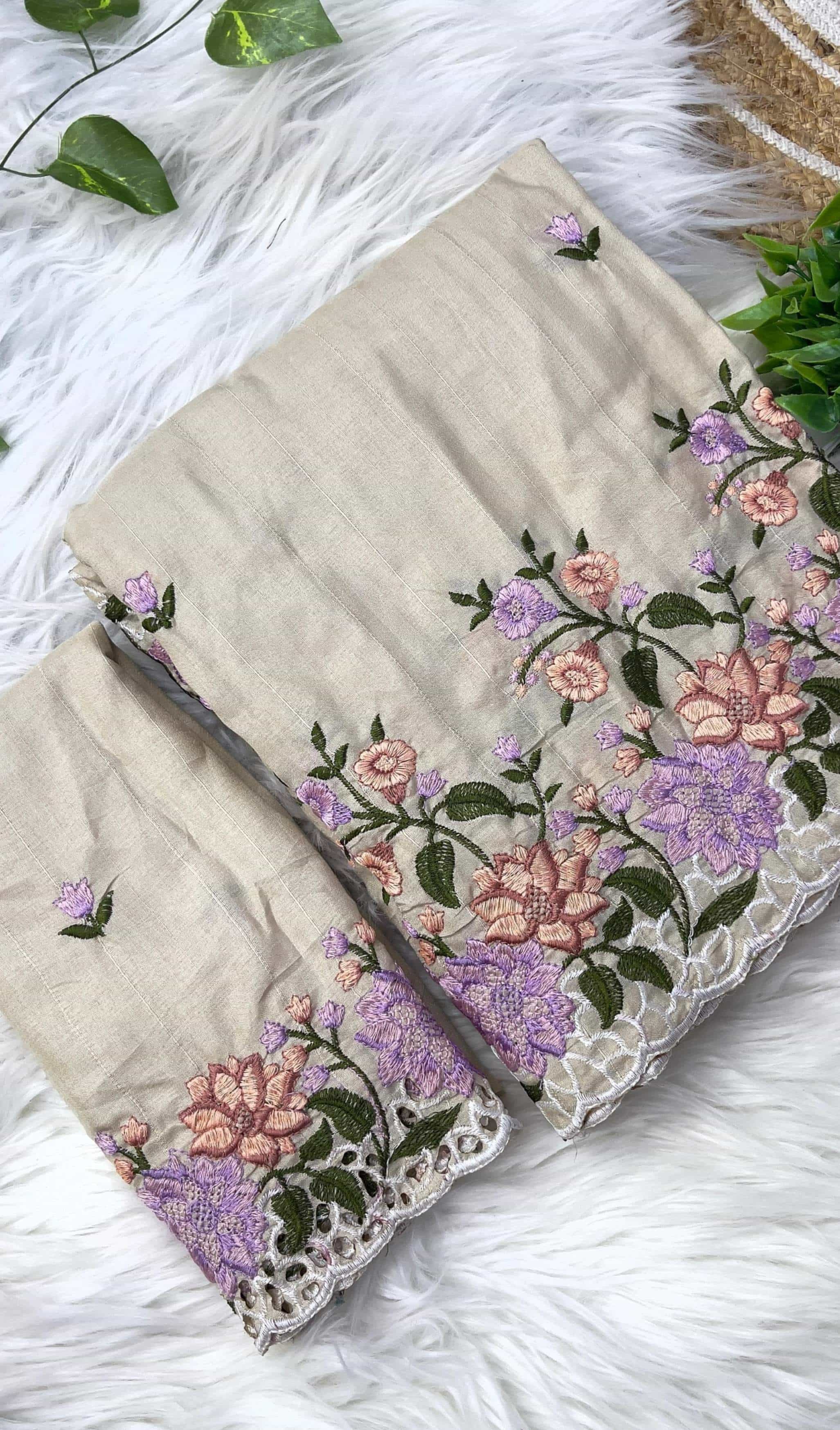 embroidered silk saree