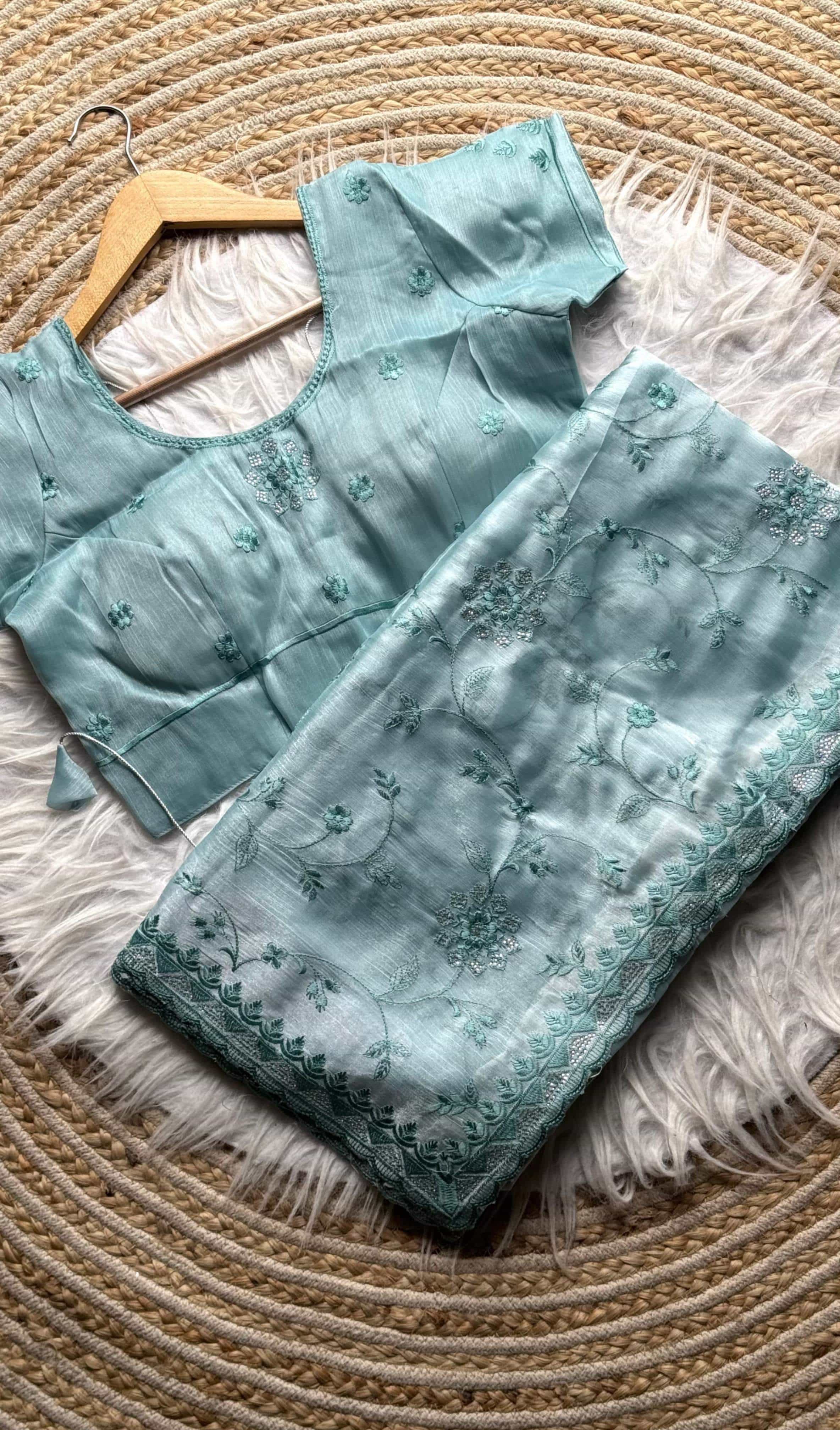 embroidered chiffon saree