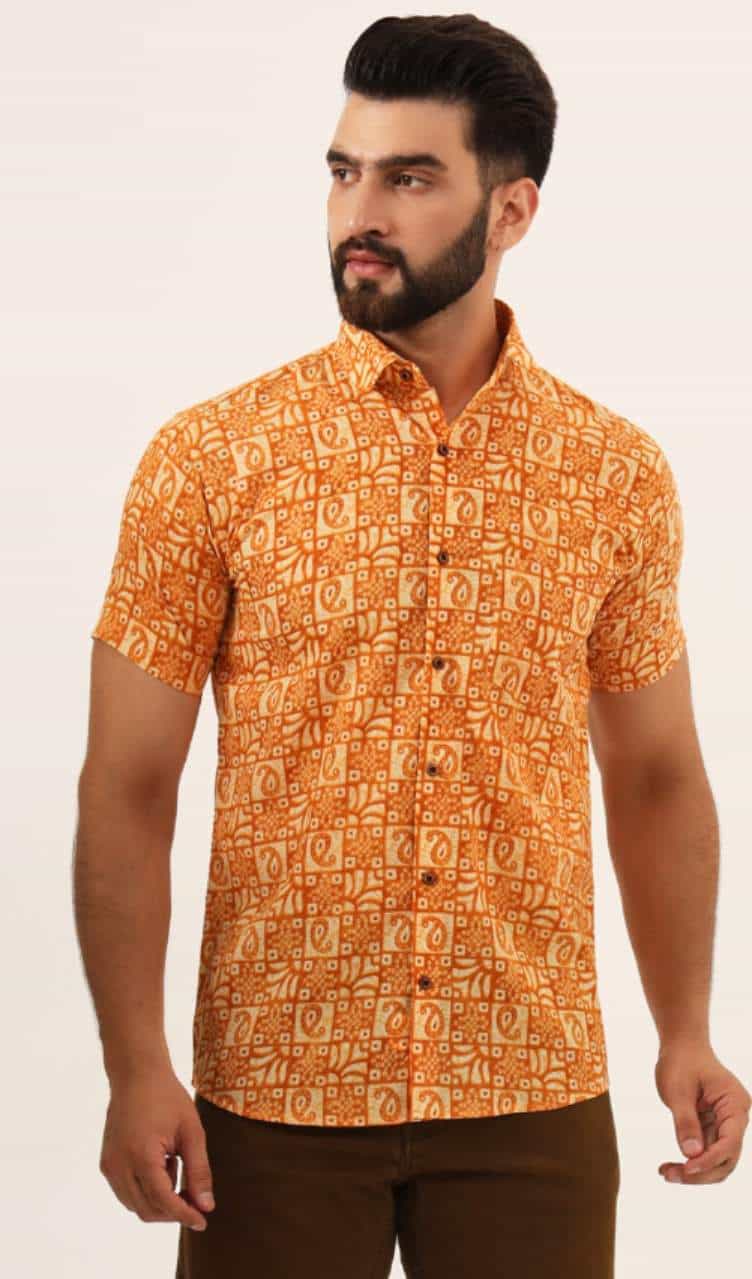 orange casual shirt