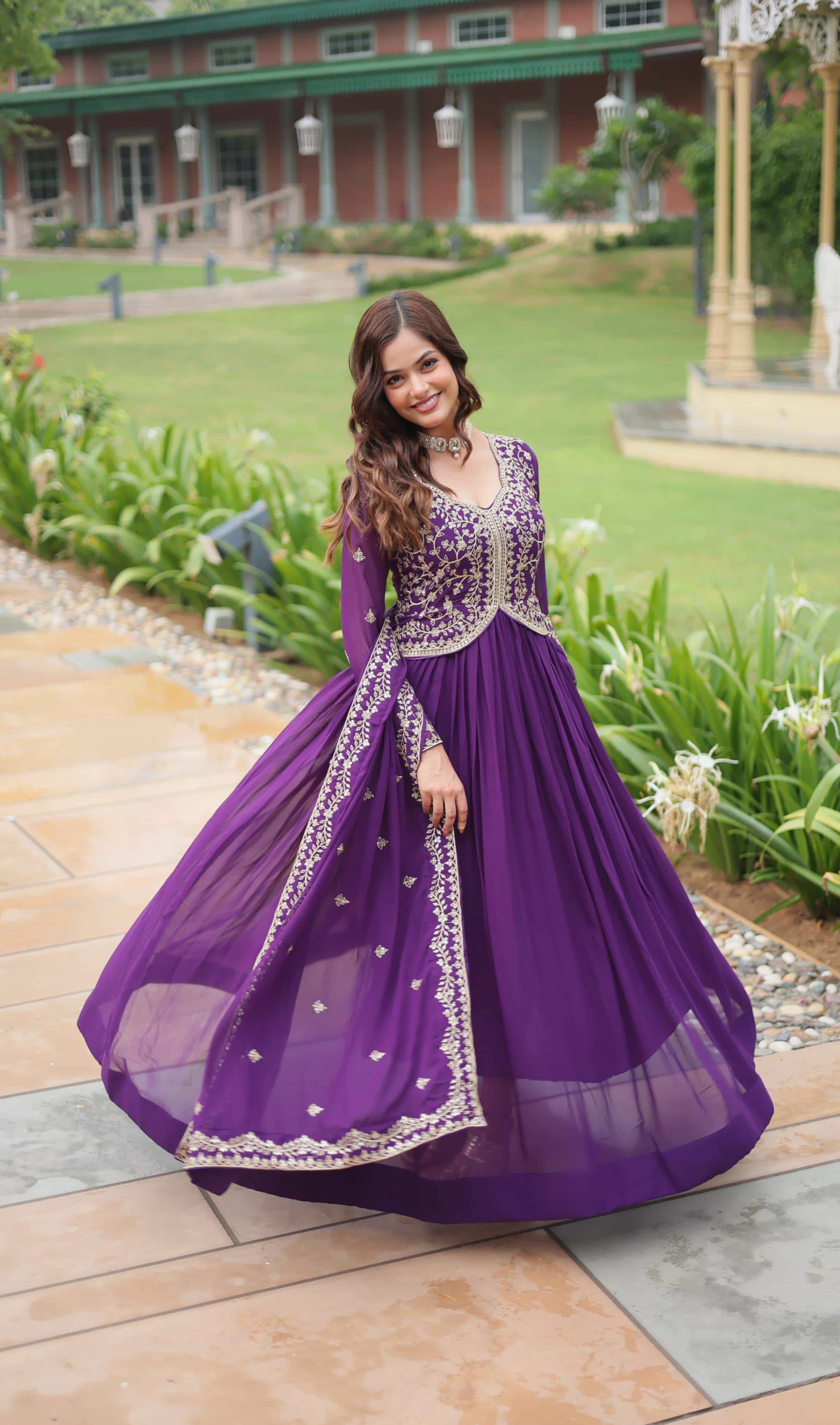 zari embroidery gown