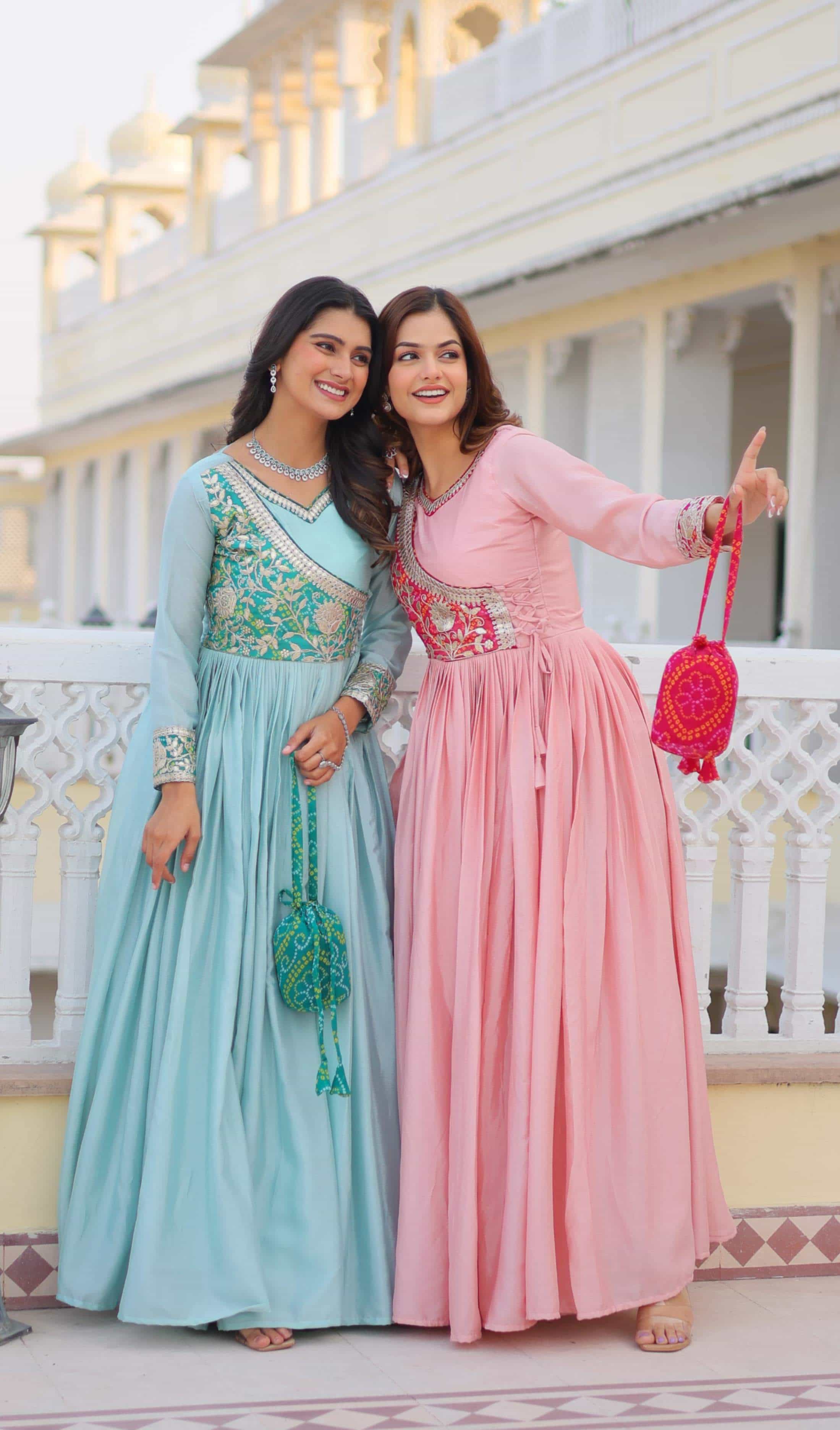 ethnic gown with purse