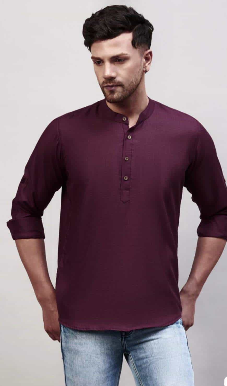 wine men’s cotton short kurta
