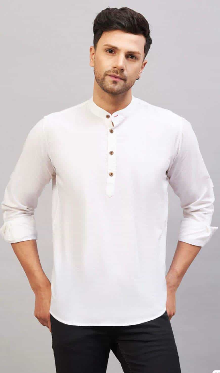 white men’s cotton short kurta