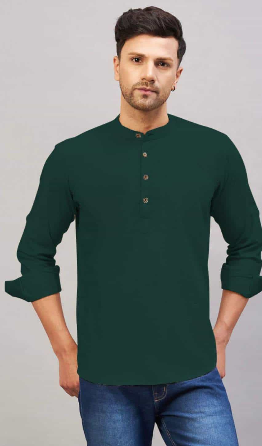 green short cotton kurta