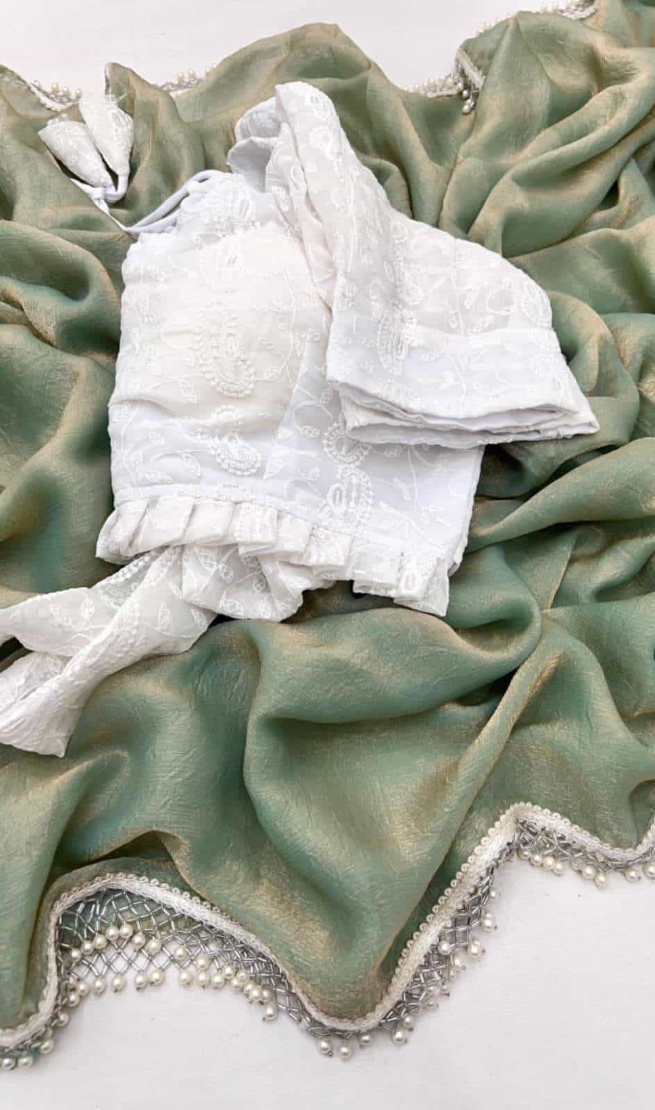 pearl border saree