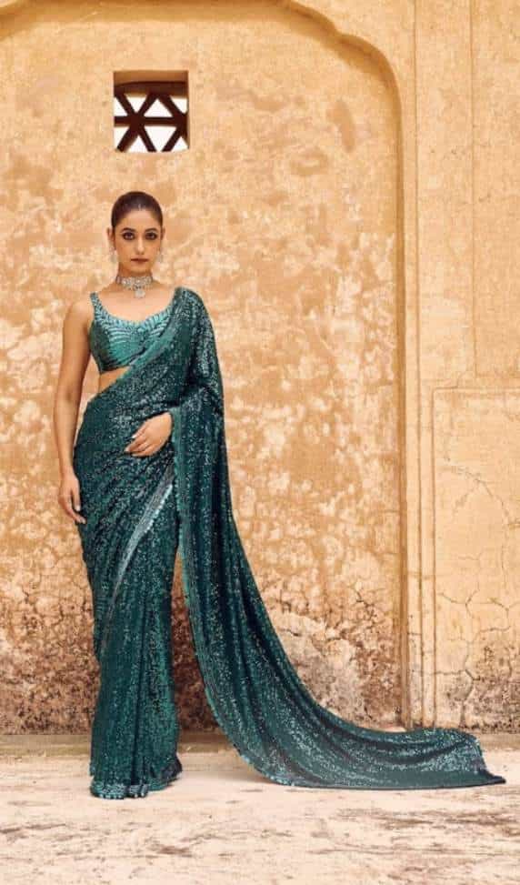 georgette sequin saree