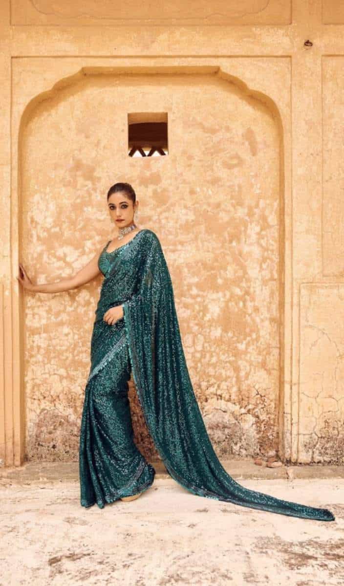 party wear sequin saree
