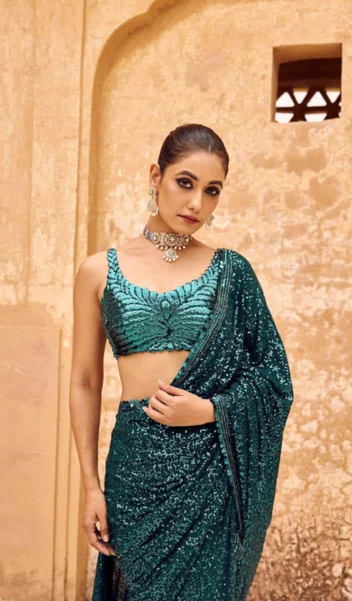 designer sequin saree