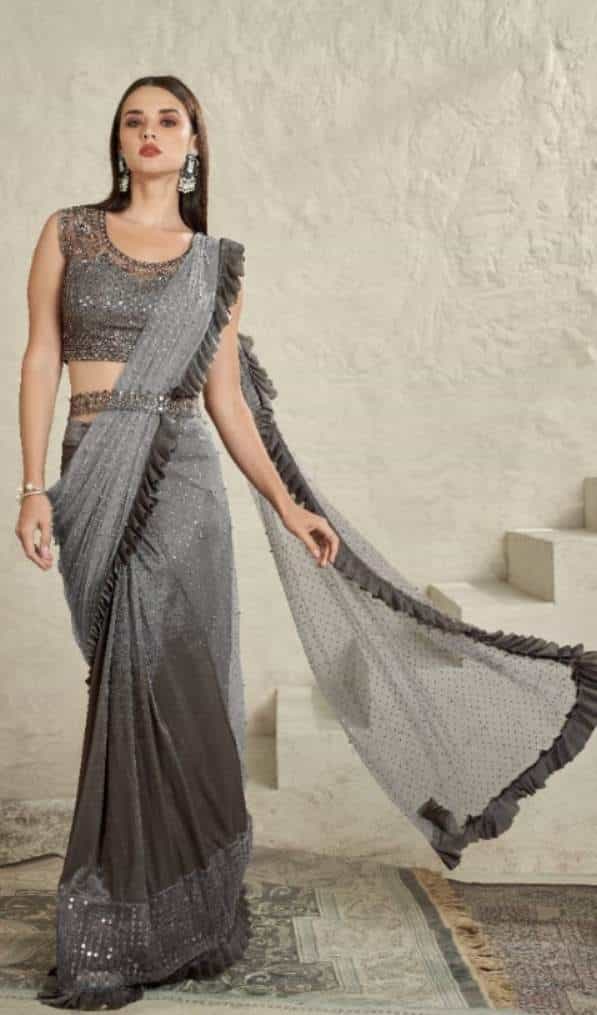 grey ready to wear saree