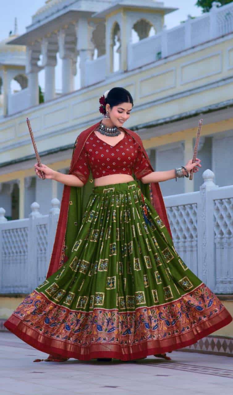 peacock print lehenga