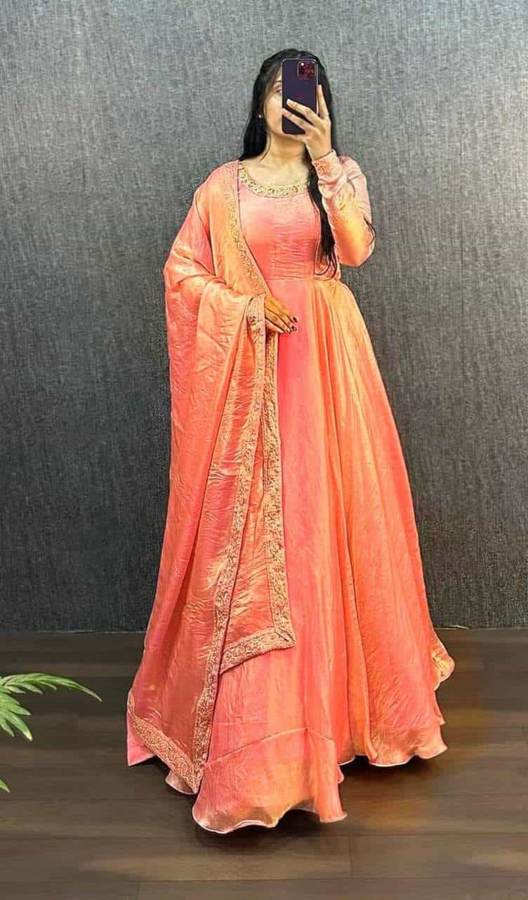 silk gown with dupatta
