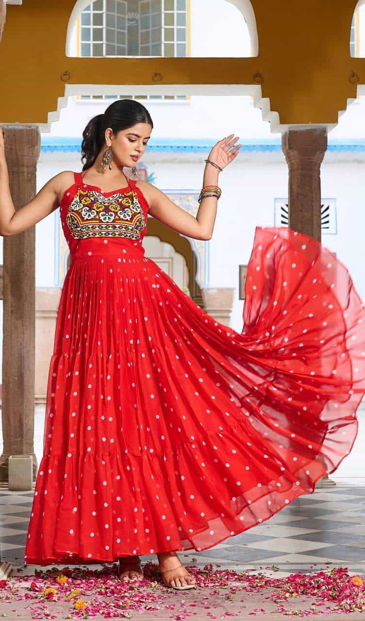 georgette bandhani gown