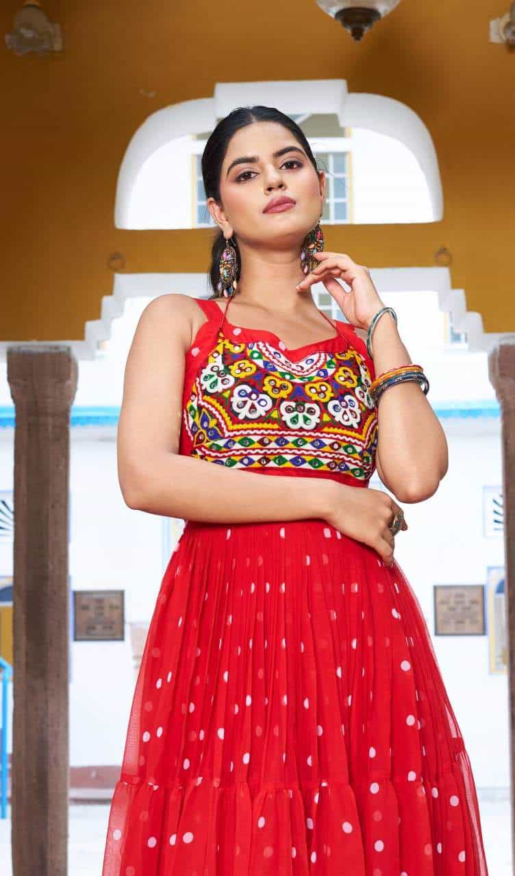 bandhani print gown