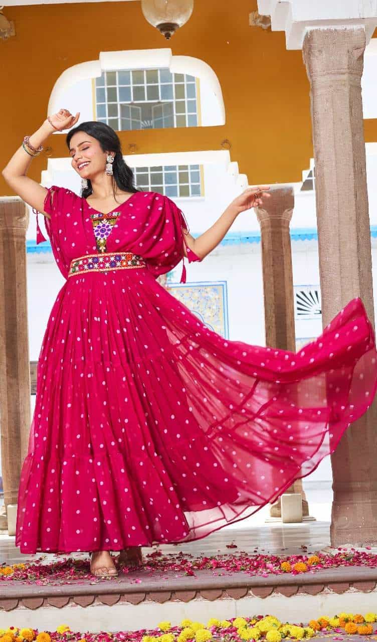 georgette bandhani gown