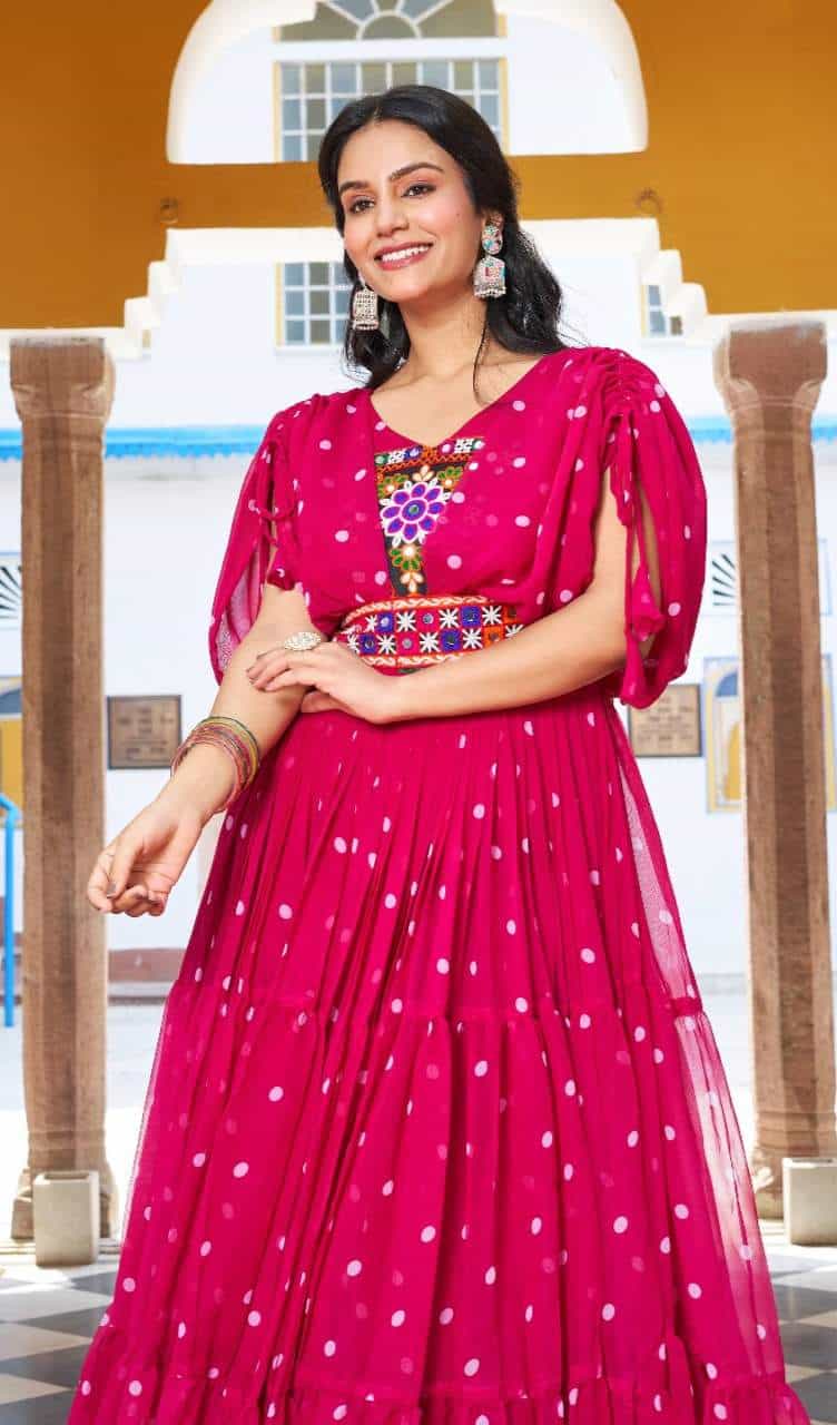 bandhani print gown