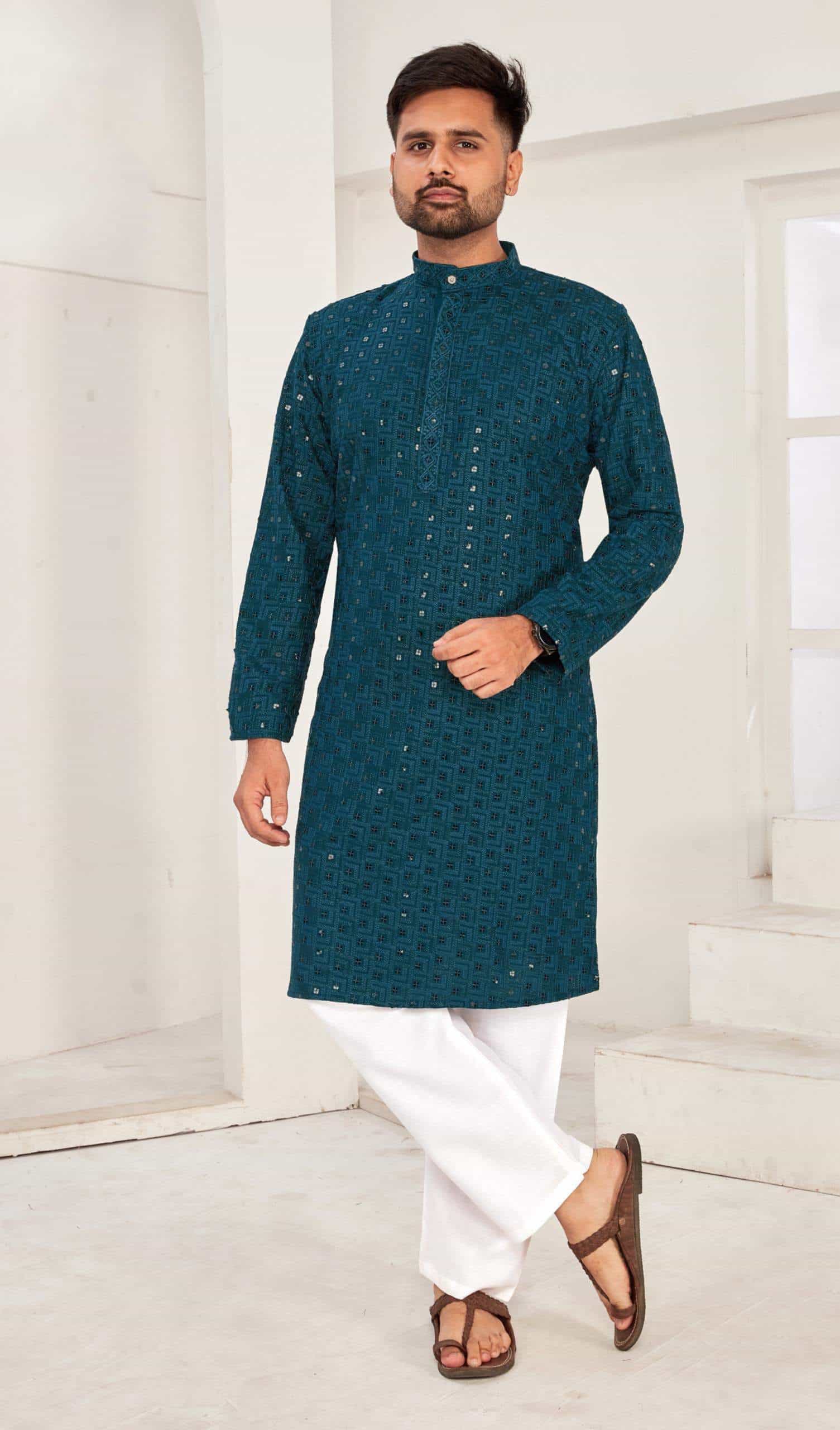 Teal Blue Kurta Pajama